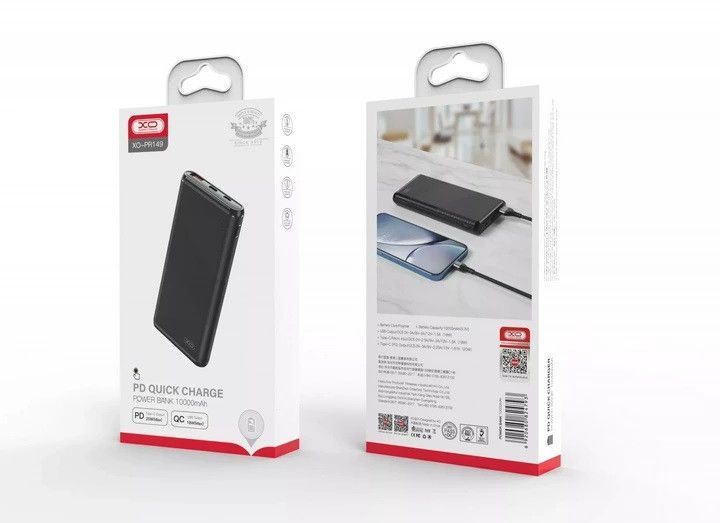 Портативный аккумулятор Power Bank XO PR149 USB 18 W + USB Type-C 20W 10000mAh Черный 216-00012 фото