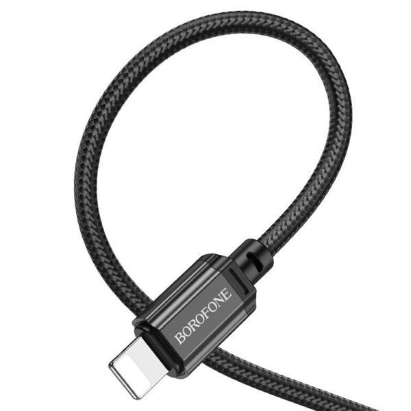 Кабель BOROFONE BX87 USB to iP 2.4A,1m, nylon, aluminum connectors, Black 6974443389005 фото