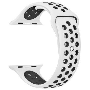 Силіконовий ремінець з перфорацією для Apple Watch 42/44/45/49 mm Біло-чорний 212-00157 фото