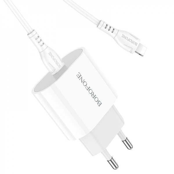 Сетевое зарядное устройство Borofone BA61A + кабель Type C to Lightning USB Type C 2.1A Белый 209-00080 фото