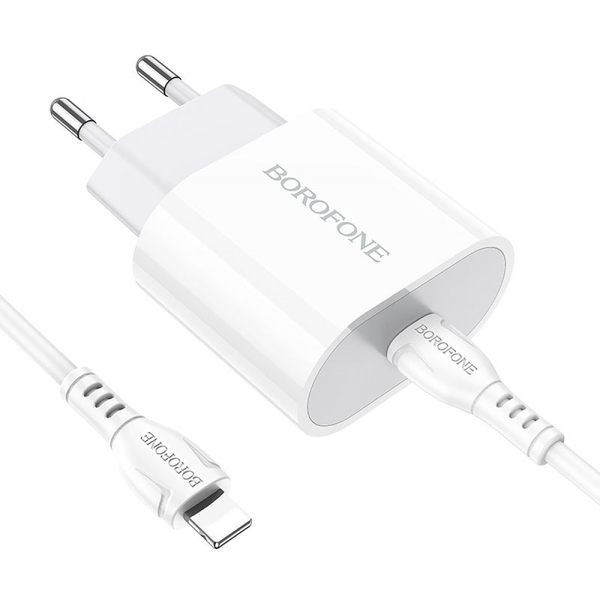 Сетевое зарядное устройство Borofone BA61A + кабель Type C to Lightning USB Type C 2.1A Белый 209-00080 фото