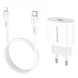 Сетевое зарядное устройство Borofone BA61A + кабель Type C to Lightning USB Type C 2.1A Белый 209-00080 фото 8