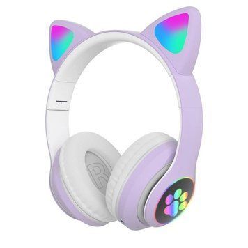 Детские беспроводные наушники с кошачьими ушками STN-28 Cat Ear Сиреневый 202-00378 фото