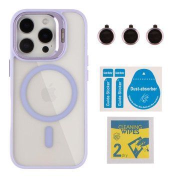 Чохол TPU+PC+Metal Stand Case with MagSafe and Camera Lenses для iPhone 16 Pro Max Purple 214-03750 фото