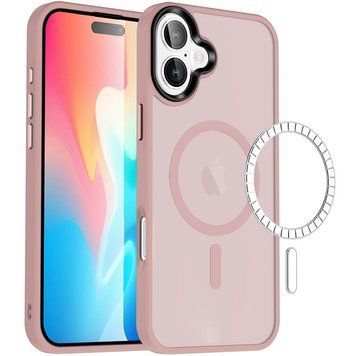 Чехол TPU+PC Metal Buttons with MagSafe Colorful для Apple iPhone 16 (6.1") Pink 555-03044 фото