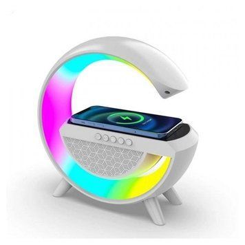 Портативна колонка Bluetooth BT 2301 з функцією лампи-нічника та бездротовою зарядкою 15 Вт Біла 202-00398 фото