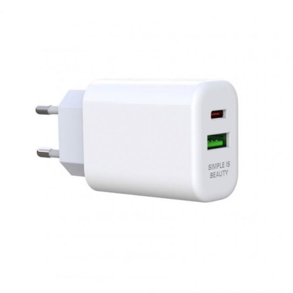 Сетевое зарядное устройство XO-L85A(EU) USB + USB Type C 3A 20W Белый 209-00082 фото