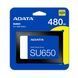Накопичувач SSD ADATA Ultimate SU650 480GB 2.5" SATA III 3D NAND ASU650SS-480GT-R фото 2