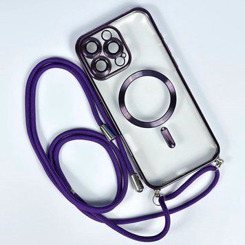 Чехол Crossbody Lanyard with Magsafe с шнурком для iPhone 14 Purple 214-02635 фото