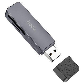 Кардрідер HOCO HB45 Spirit 2-in-1 USB 2.0 card reader Metal Gray 6942007620499 фото