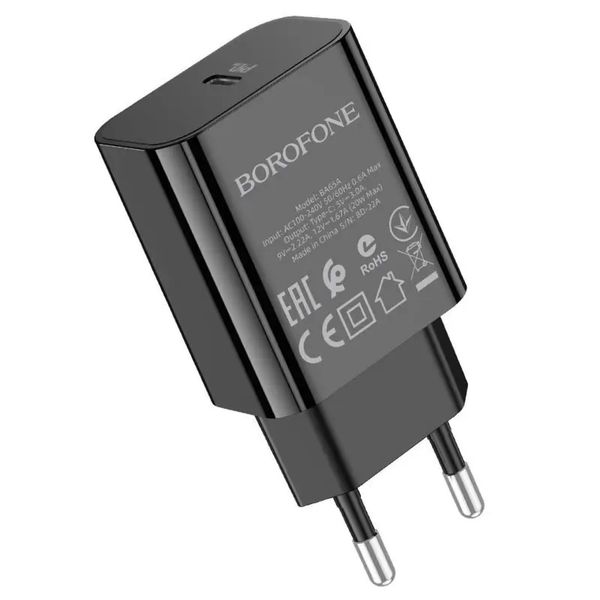 Сетевое зарядное устройство Borofone BA65A USB Type C 3A 20W Черный 209-00084 фото