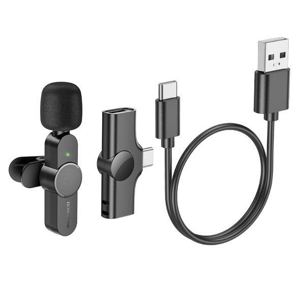Бездротова мікрофонна система BOROFONE BFK12 Trophy lavalier (Type-C) Black 6941991106392 фото