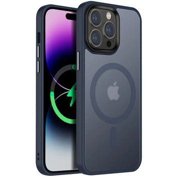 Чехол TPU+PC Metal Buttons with MagSafe Colorful для Apple iPhone 15 Pro Max (6.7") Navy Blue 555-03047 фото