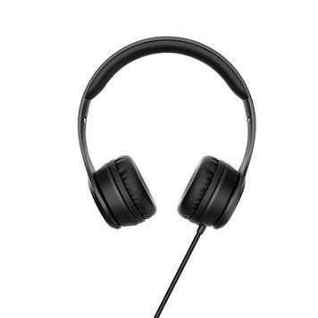 Навушники дротові HOCO W21 Graceful charm wire control headphones Black 6931474708281 фото