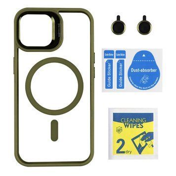Чохол TPU+PC+Metal Stand Case with MagSafe and Camera Lenses для iPhone 14 Green 214-03653 фото