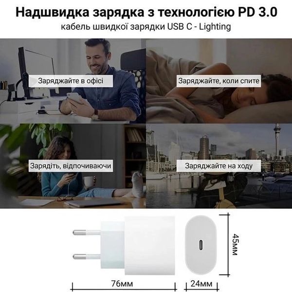 Комплект быстрой зарядки для iPhone 15, Адаптер питания 35W с кабелем USB-C to Type-C 209-00213 фото