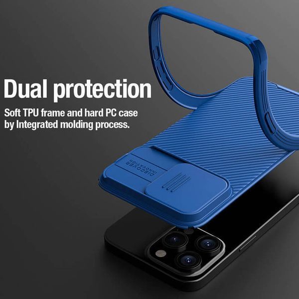 Карбонова накладка Nillkin CamShield Pro Magnetic для Apple iPhone 15 Pro Max (6.7") Blue 777-08110 фото