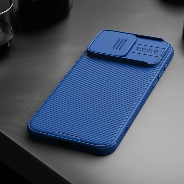 Карбонова накладка Nillkin CamShield Pro Magnetic для Apple iPhone 15 Pro Max (6.7") Blue 777-08110 фото