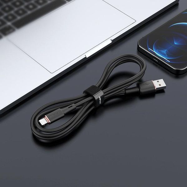 Кабель ACEFAST C2-02 USB to iP 2.4A, 1.2m, silicone, zinc connectors, Black AFC2-02B фото
