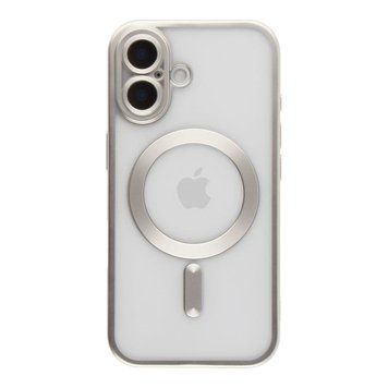 Чехол TPU Metallic Chrome Full Camera with Magsafe для iPhone 16 Silver 214-02942 фото