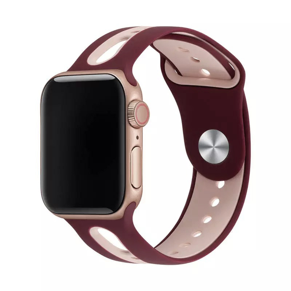 Силиконовый ремешок Sport для Apple Watch 42/44/45/49 mm Бордово-розовый 212-00402 фото