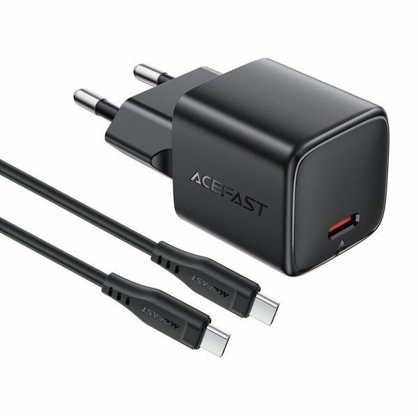 Сетевое зарядное устройство з кабелем ACEFAST A117 PD20W mini GaN fast charger set(P16),black Black 6974316286509 фото