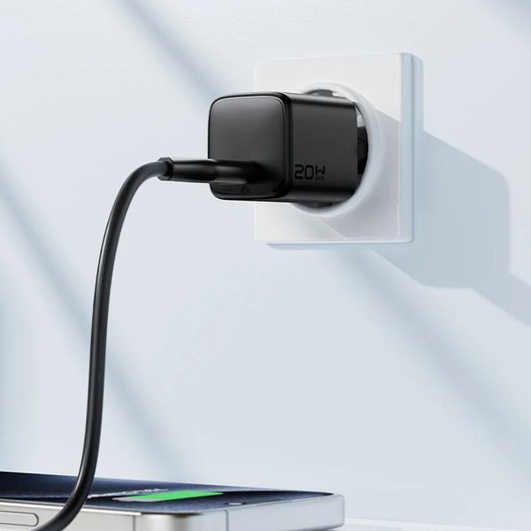 Сетевое зарядное устройство з кабелем ACEFAST A117 PD20W mini GaN fast charger set(P16),black Black 6974316286509 фото