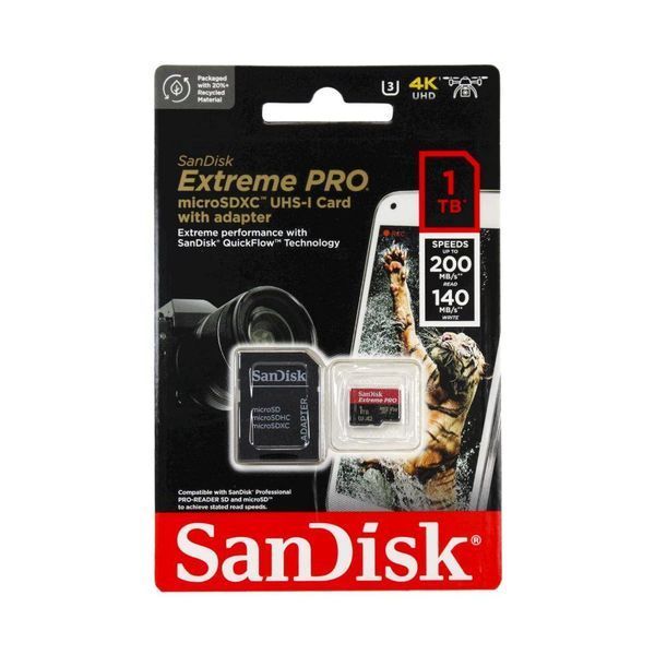 Карта пам'яті microSDXC (UHS-1 U3) SanDisk Extreme Pro A2 1TB class 10 V30 (R200MB/s,W140MB/s) (adapter) SDSQXCD-1T00-GN6MA фото