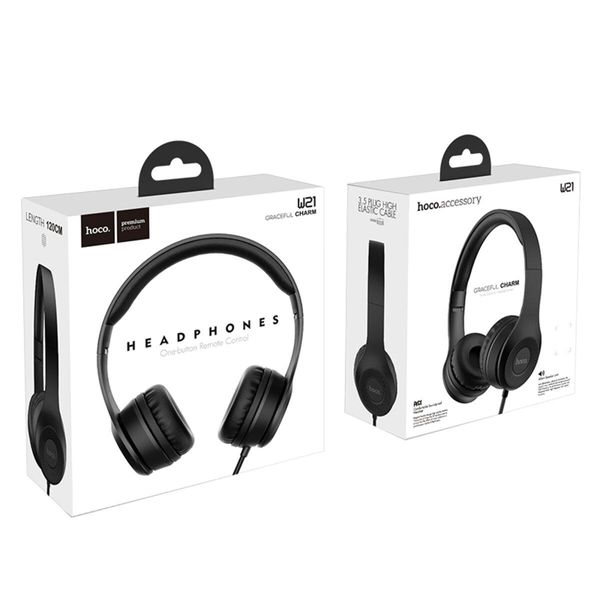 Наушники HOCO W21 Graceful charm wire control headphones Black 656-01038 фото