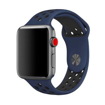Силіконовий ремінець з перфорацією для Apple Watch 42/44/45/49 mm Синьо-чорний 212-00163 фото