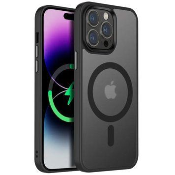 Чехол TPU+PC Metal Buttons with MagSafe Colorful для Apple iPhone 15 Pro Max (6.7") Black 555-03049 фото