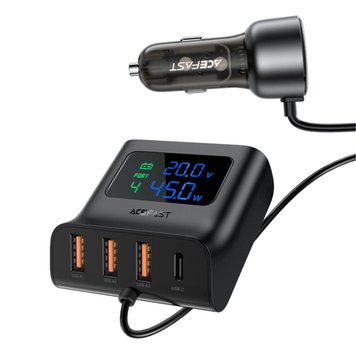 Автомобильное зарядное устройство для ACEFAST B11 138W Car Charger Splitter with Digital Display Black 656-00368 фото