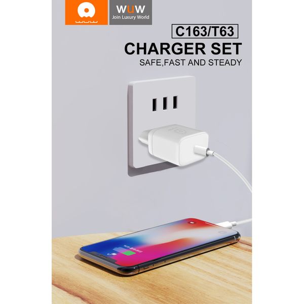 Комплект быстрой зарядки для iPhone WUW T63 Type-C to Lightning 30W Белый 209-00261 фото