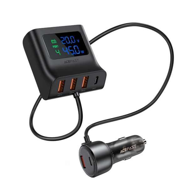 Автомобільний зарядний пристрій ACEFAST B11 138W Car Charger Splitter with Digital Display Black 656-00368 фото