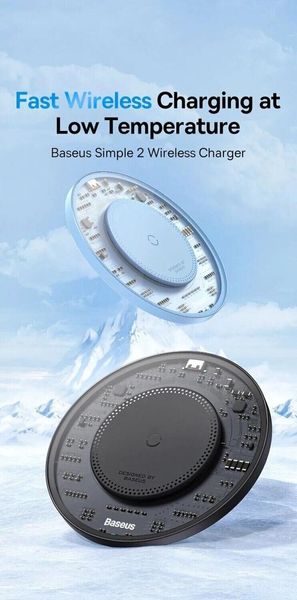 Бездротовий зарядний пристрій Baseus Simple Wireless Charger 15W Type-C Чорно-прозорий 209-00157 фото