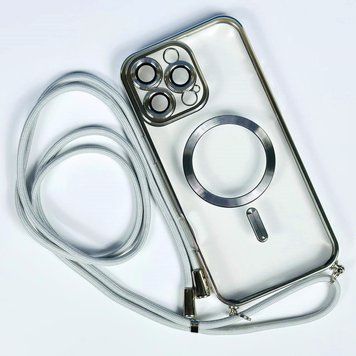 Чехол Crossbody Lanyard with Magsafe с шнурком для iPhone 14 Pro Silver 214-02640 фото
