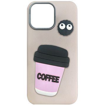 Чохол TPU Leather Toys для iPhone 14 Pro Max (6.7") Coffee / Pink 555-00808 фото