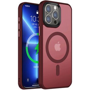 Чехол TPU+PC Metal Buttons with MagSafe Colorful для Apple iPhone 15 Pro Max (6.7") Wine Red 555-03050 фото