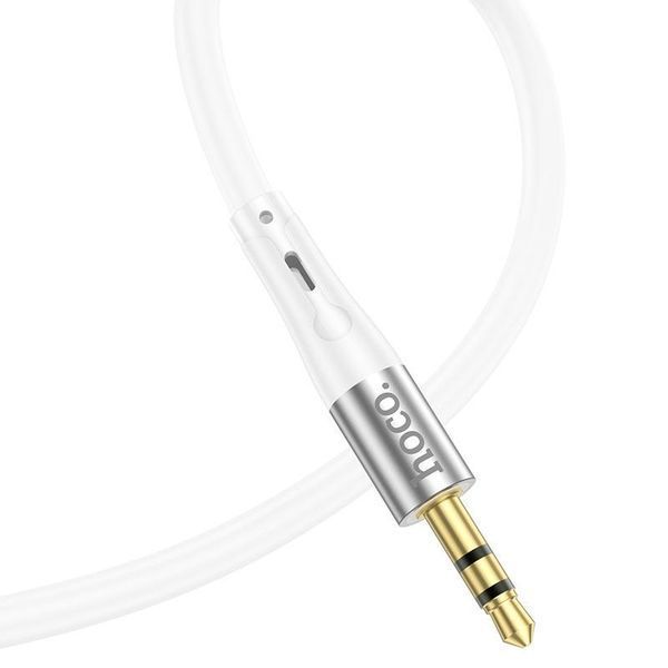 Аудиокабель HOCO UPA22 iP to 3.5mm male, silicone, 1m, White 6931474769480 фото