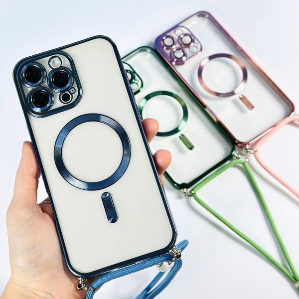 Чехол Crossbody Lanyard with Magsafe с шнурком для iPhone 14 Pro Silver 214-02640 фото