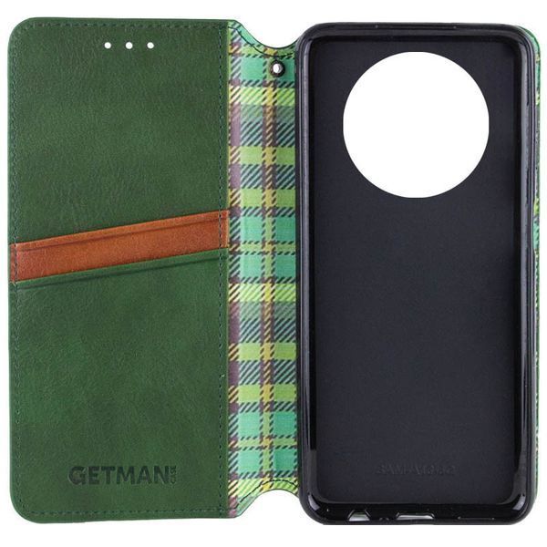 Кожаный чехол-книжка GETMAN Cubic для Xiaomi Redmi A3 Зелёный 555-01701 фото