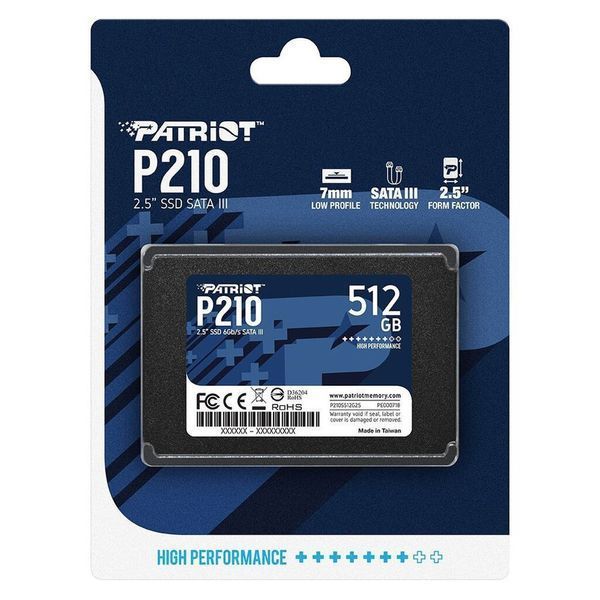 Накопичувач SSD Patriot P210 512GB 2.5" 7mm SATAIII 3D QLC P210S512G25 фото