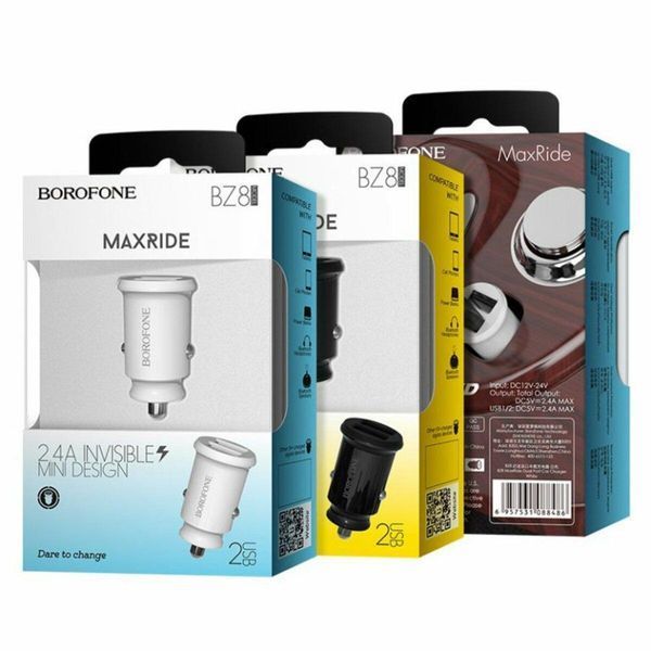 Автомобільний зарядний пристрій BOROFONE BZ8 MaxRide Dual Port Car Charger White 656-00315 фото
