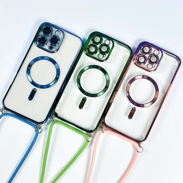 Чехол Crossbody Lanyard with Magsafe с шнурком для iPhone 14 Pro Pink 214-02642 фото