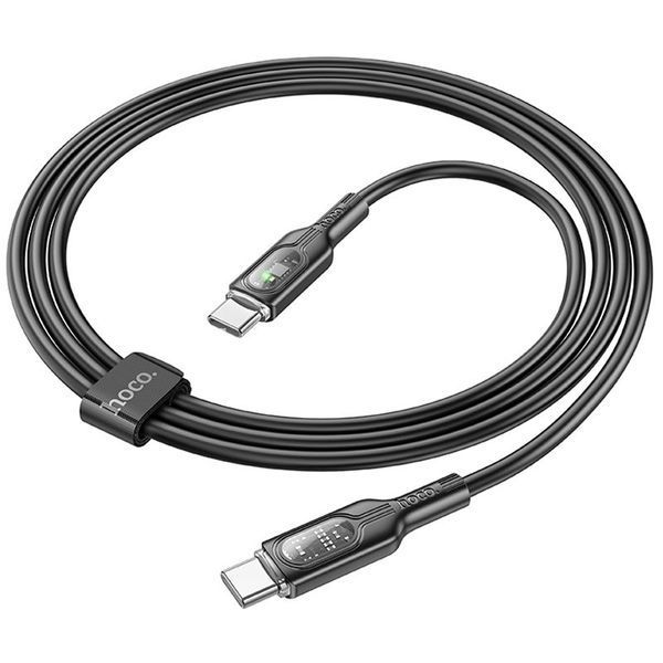 Дата кабель Hoco U120 Transparent explore intelligent power-off PD 60W Type-C to Type-C (1.2m) Black ILSO-00000066088-2 фото