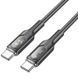 Дата кабель Hoco U120 Transparent explore intelligent power-off PD 60W Type-C to Type-C (1.2m) Black ILSO-00000066088-2 фото 3