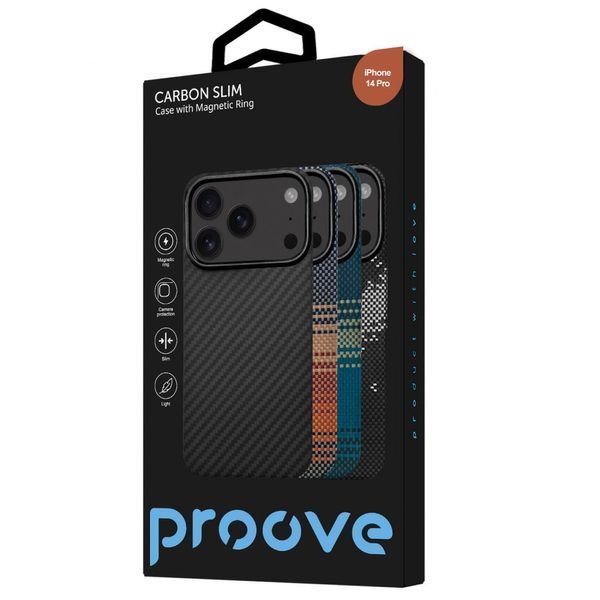 Чехол Proove Carbon Slim with Magnetic Ring iPhone 14 Pro Black 656-04259 фото