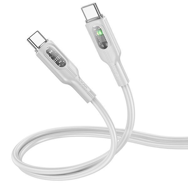 Дата кабель Hoco U120 Transparent explore intelligent power-off PD 60W Type-C to Type-C (1.2m) Gray ILSO-00000066088-1 фото