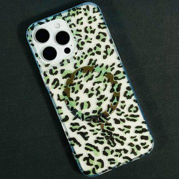 Чохол Transporent Case with Print Magnetic для iPhone 15 Leopard-green 214-04470 фото