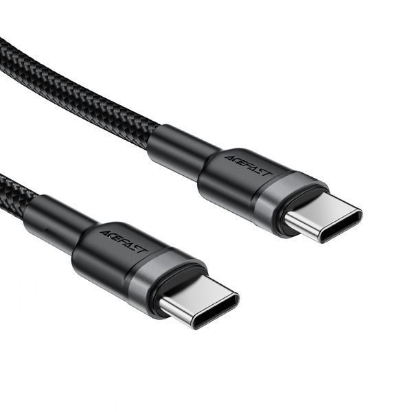 Кабель ACEFAST C22-03, Type-C to Type-C, 60W, 3A, 1.2m, Nylon Braid, Aluminum Alloy + TPE connectors, Black 6974316285137 фото